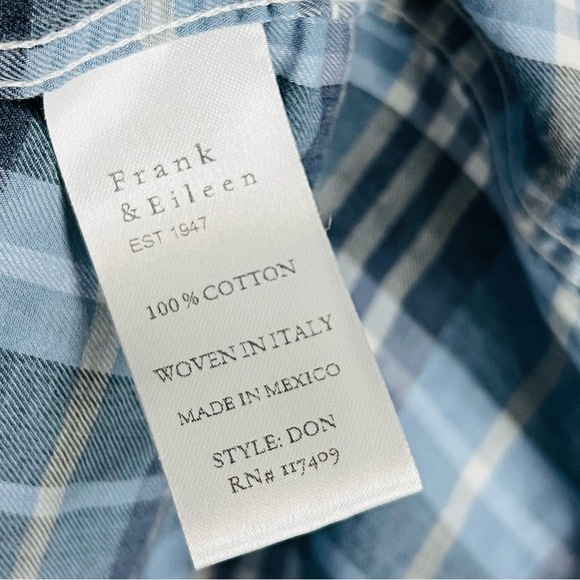 Frank & Eileen Blue Plaid Don button down Shirt size large - Picture 5 of 8